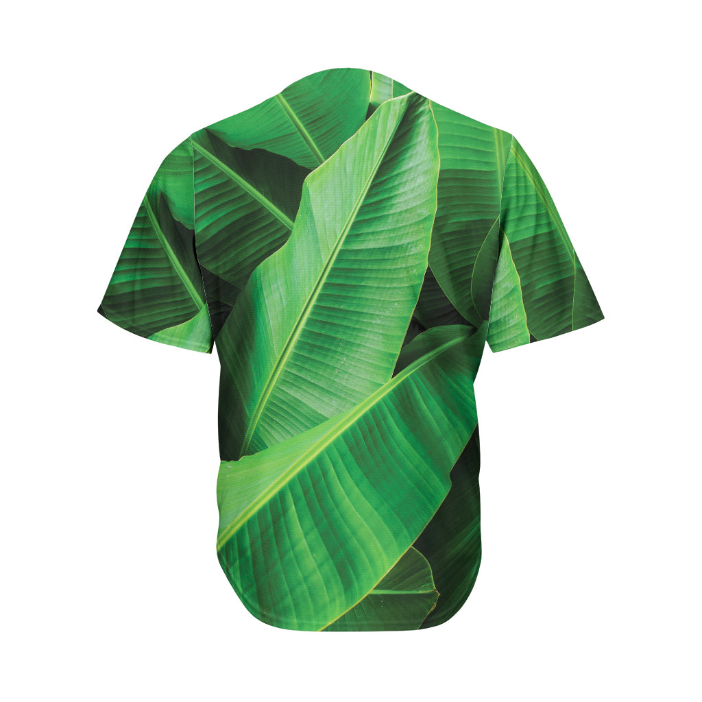 Green Tropical Banana Palm Leaf Print Men's Baseball Jersey