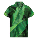 Green Tropical Banana Palm Leaf Print Men's Short Sleeve Shirt