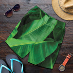 Green Tropical Banana Palm Leaf Print Men's Shorts