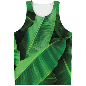 Green Tropical Banana Palm Leaf Print Men's Tank Top