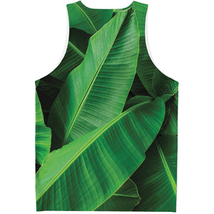 Green Tropical Banana Palm Leaf Print Men's Tank Top