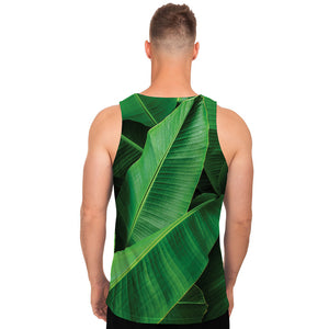 Green Tropical Banana Palm Leaf Print Men's Tank Top