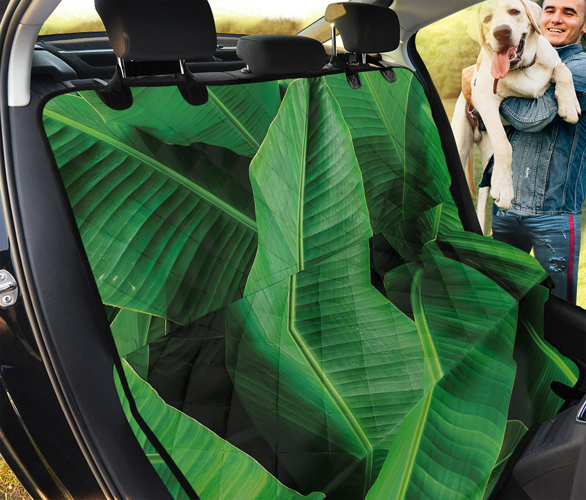 Green Tropical Banana Palm Leaf Print Pet Car Back Seat Cover