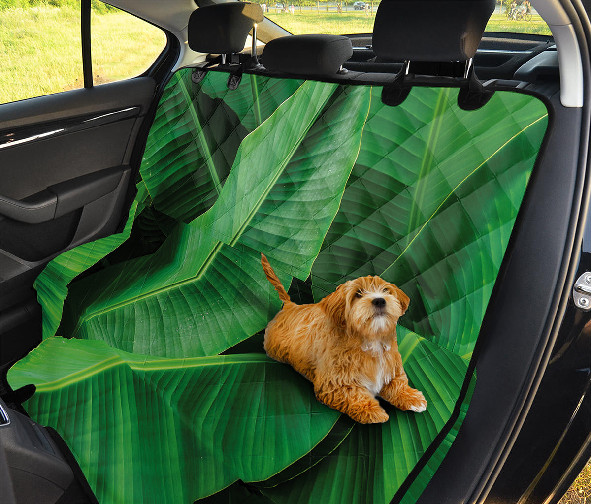 Green Tropical Banana Palm Leaf Print Pet Car Back Seat Cover