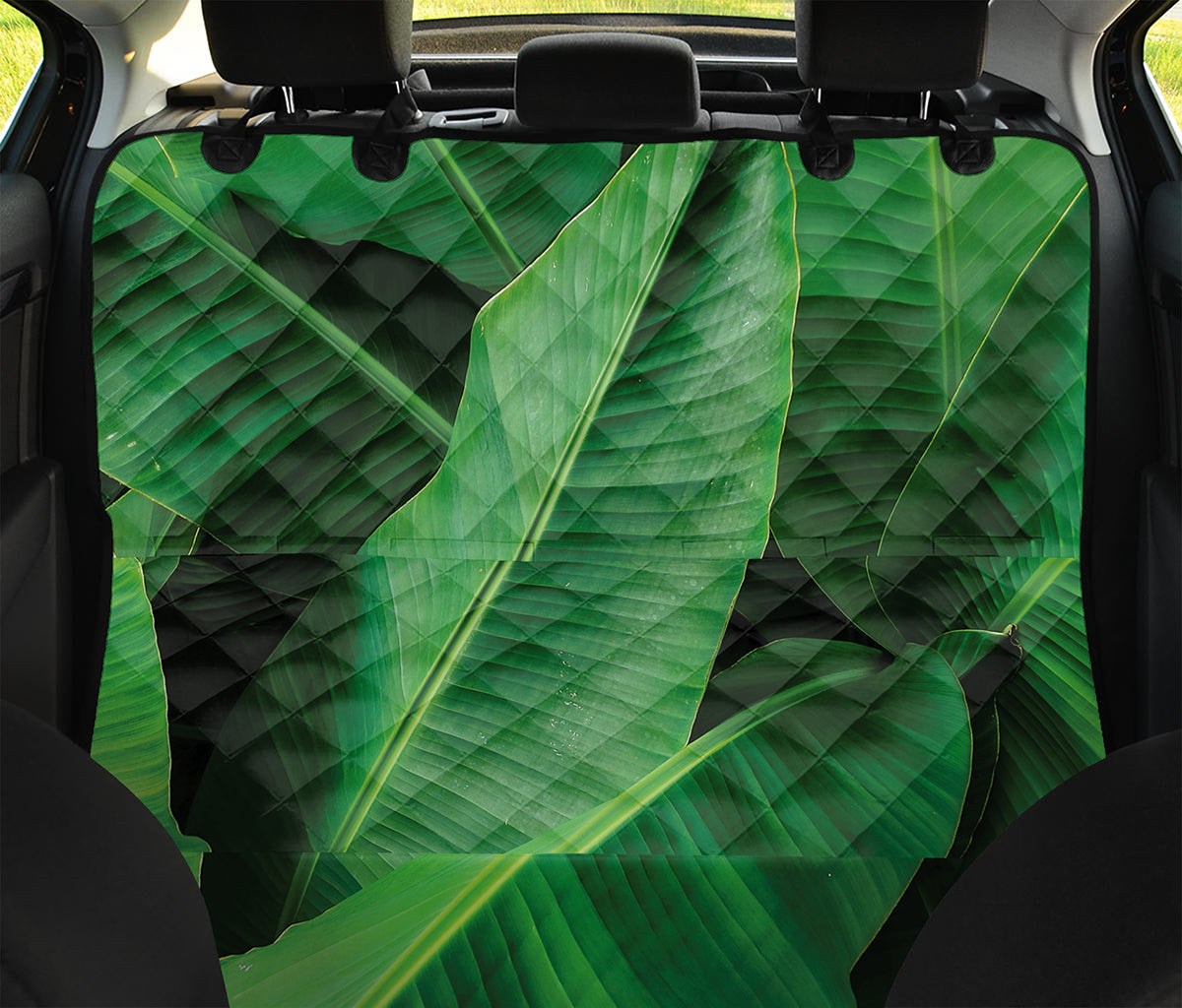 Green Tropical Banana Palm Leaf Print Pet Car Back Seat Cover