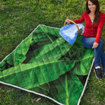 Green Tropical Banana Palm Leaf Print Quilt