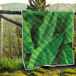 Green Tropical Banana Palm Leaf Print Quilt