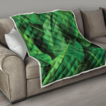 Green Tropical Banana Palm Leaf Print Quilt
