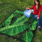 Green Tropical Banana Palm Leaf Print Quilt