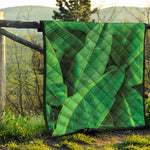 Green Tropical Banana Palm Leaf Print Quilt