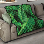 Green Tropical Banana Palm Leaf Print Quilt
