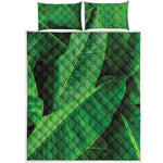 Green Tropical Banana Palm Leaf Print Quilt Bed Set