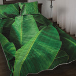 Green Tropical Banana Palm Leaf Print Quilt Bed Set