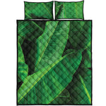 Green Tropical Banana Palm Leaf Print Quilt Bed Set
