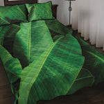 Green Tropical Banana Palm Leaf Print Quilt Bed Set