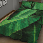 Green Tropical Banana Palm Leaf Print Quilt Bed Set