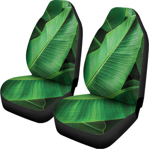 Green Tropical Banana Palm Leaf Print Universal Fit Car Seat Covers