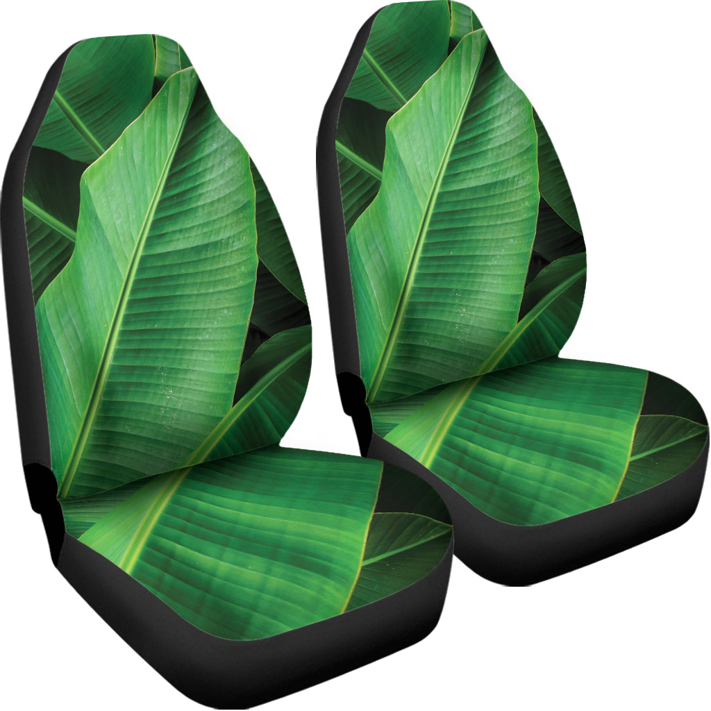 Green Tropical Banana Palm Leaf Print Universal Fit Car Seat Covers