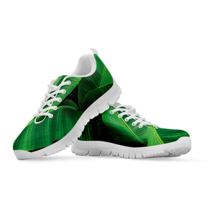 Green Tropical Banana Palm Leaf Print White Sneakers