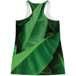 Green Tropical Banana Palm Leaf Print Women's Racerback Tank Top