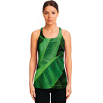 Green Tropical Banana Palm Leaf Print Women's Racerback Tank Top