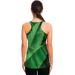 Green Tropical Banana Palm Leaf Print Women's Racerback Tank Top