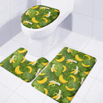 Green Tropical Banana Pattern Print 3 Piece Bath Mat Set