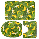 Green Tropical Banana Pattern Print 3 Piece Bath Mat Set
