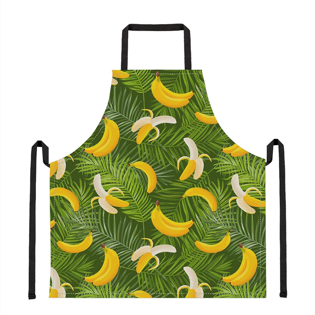 Green Tropical Banana Pattern Print Apron