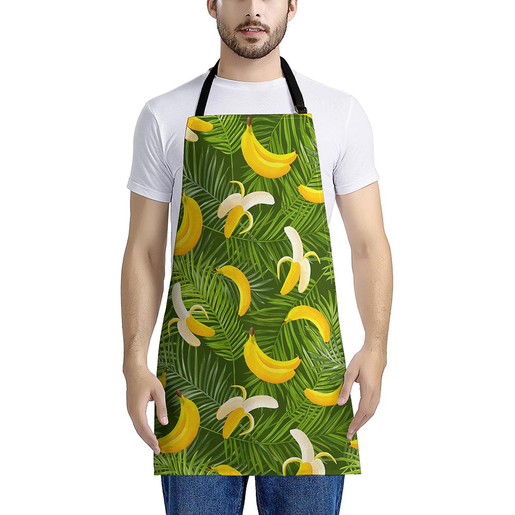 Green Tropical Banana Pattern Print Apron