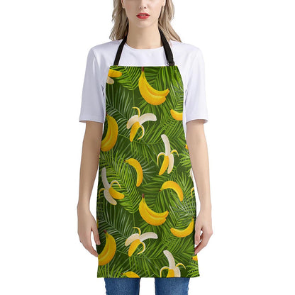 Green Tropical Banana Pattern Print Apron