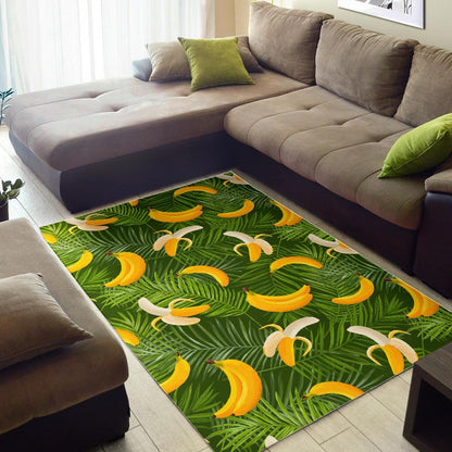 Green Tropical Banana Pattern Print Area Rug GearFrost