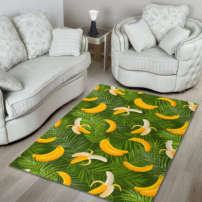 Green Tropical Banana Pattern Print Area Rug GearFrost