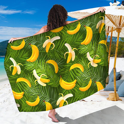 Green Tropical Banana Pattern Print Beach Sarong Wrap