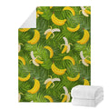 Green Tropical Banana Pattern Print Blanket