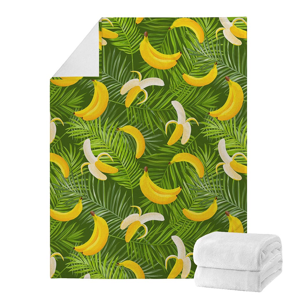 Green Tropical Banana Pattern Print Blanket