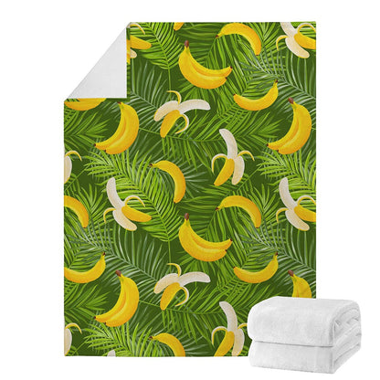 Green Tropical Banana Pattern Print Blanket