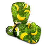 Green Tropical Banana Pattern Print Boxing Gloves