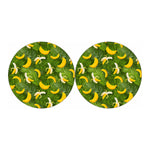 Green Tropical Banana Pattern Print Car Coasters