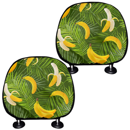Green Tropical Banana Pattern Print Car Headrest Covers