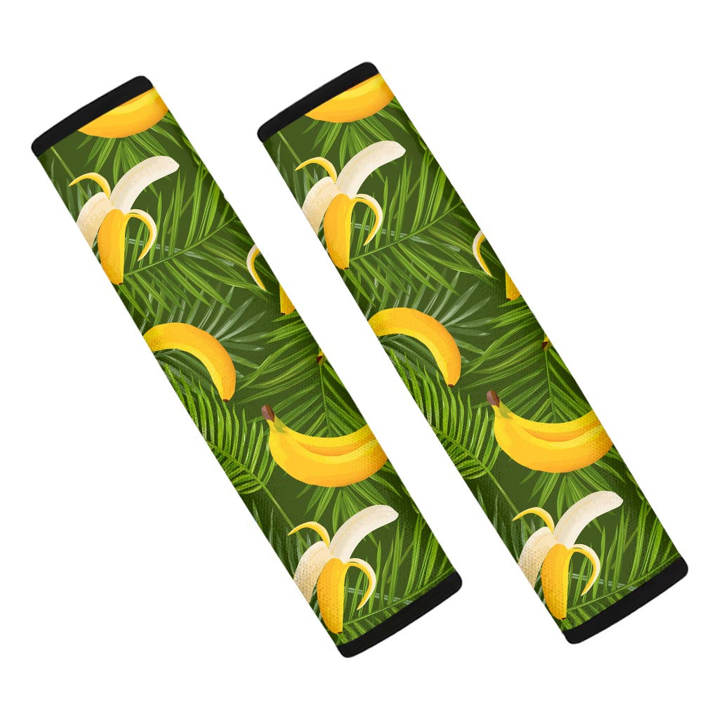 Green Tropical Banana Pattern Print Car Seat Belt Covers