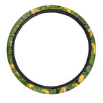 Green Tropical Banana Pattern Print Car Steering Wheel Cover
