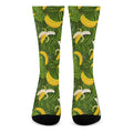 Green Tropical Banana Pattern Print Crew Socks
