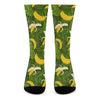 Green Tropical Banana Pattern Print Crew Socks