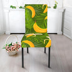 Green Tropical Banana Pattern Print Dining Chair Slipcover