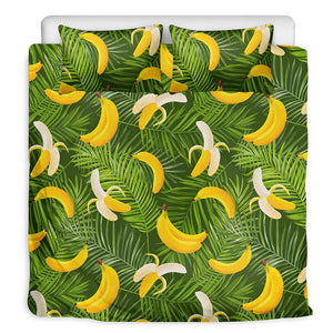 Green Tropical Banana Pattern Print Duvet Cover Bedding Set