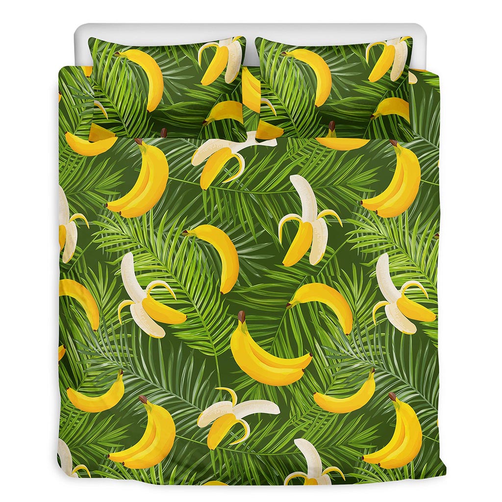 Green Tropical Banana Pattern Print Duvet Cover Bedding Set