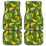 Green Tropical Banana Pattern Print Front and Back Car Floor Mats