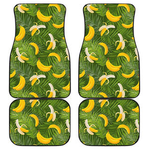 Green Tropical Banana Pattern Print Front and Back Car Floor Mats