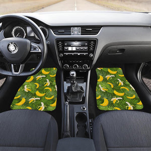 Green Tropical Banana Pattern Print Front and Back Car Floor Mats